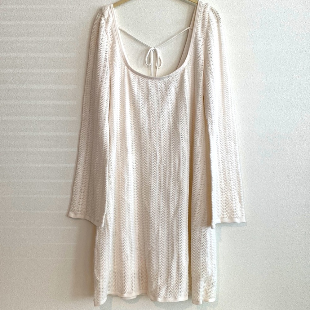 Beige long sleeve crochet dress never worn